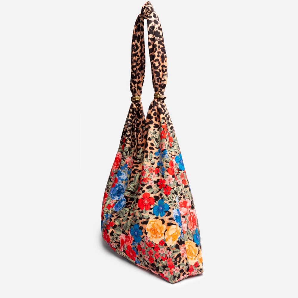 Johnny Was Boho Floral Leopard Print Bag